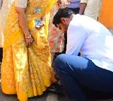 Nara Lokesh ties shoe lace to her mother shoe