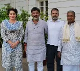 Siddaramaiah, Shivakumar meet Rahul, Priyanka to invite them for swearing-in ceremony
