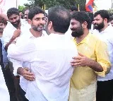 Nara Lokesh gets grand reception from Kotamreddy brothers in Nellore Rural constituency