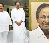 నవ ధాన్యాలతో రూపొందించిన సీఎం కేసీఆర్ గారి నిలువెత్తు చిత్ర పటాన్ని సత్తుపల్లి ఎమ్మెల్యే  ముఖ్యమంత్రి కేసీఆర్ గారికి బహుకరించారు