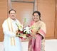 Newly appointed BJP chief of Andhra Pradesh D Purandeswari pays a courtesy call on BJP president JP Nadda