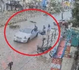 speeding car colliding with a bike and two young female students in Karnataka