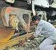 Train wheels tied to tracks in kazipet station
