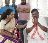 Kavitha consoles BRS MLA Mahipal Reddy who lost his son