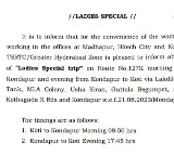 Special Woman bus from Koti to Kondapur