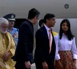 UK Prime Minister Rishi Sunak arrives in Delhi
