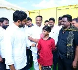 Nara Lokesh talks to bow who injured in stone pelting incident