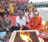 TDP MP Kesineni Nani performs sacred yagna at Ganga river banks in Rishikesh