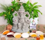Get Aaradhya Vinayaka pooja kit includes idol and 21 Patri and 30 pooja samagri with single click