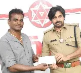 Tollywood stuntman Badri gives donation cheque to Pawan Kalyan