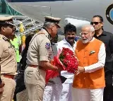 PICS: PM Modi arrived today at Shamshabad Airport for participating official programs in Mahabubnagar district