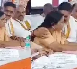 BJP MP inappropriately touches female mla in uttarpradesh