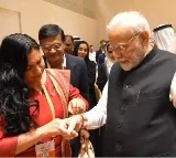 Mexican senate president Ana Lilia Rivera ties Rakhi to PM Modi at P20 Summt