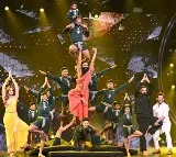 Swami Ramdev performs Mallkhamb stunts on 'IGT 10' stage