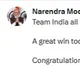 PM Modi congratulates Indian cricket team for win against Pak in WC match