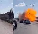 Horrifying moment car trying to escape Gaza via safe route EXPLODES