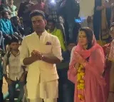 Bollywood Actor Sunny Leone stuns in ethnic outfit as she attends Ganga aarti in Varanasi