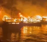 40 boats gutted in fire at Visakhapatnam Fishing Harbour