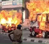 Narrow escape: Driver jumps out of moving van after it catches fire in Kerala