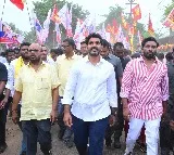Janasena welcomes Nara Lokesh in grand style