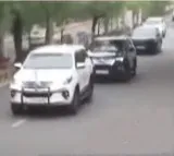 Revanth Reddy with Rahul and Priyanka Gandhi convoy
