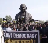 Oppn MPs including Sonia stage protest in Parliament premises over suspension of 141 MPs