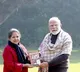 Pranab Mukherjee Daughter Presents A Copy Of Her Book To PM Modi
