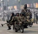 Women display motorcycle daredevil stunts at R-Day parade