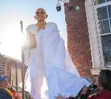 NYC Mayor unveils Gandhi statue outside Hindu temple after 2022 vandalism incidents