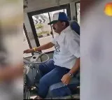 Perni Nani drives bus for CM Jagan Siddham meeting