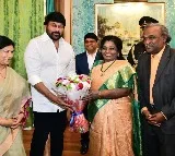 Telangana Governor felicitates Chiranjeevi