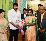 Telangana governor hosts Padma Vibhushan Chiranjeevi