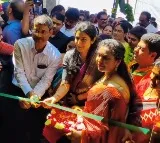 Nara Brahmani attends Weavershala inauguration in Autonagar