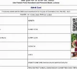 Competitive Exam Hall Ticket Issued in the name of Sunny Leone in Uttar Pradesh