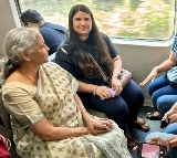 Finance Minister Nirmala Sitharaman travels in Mumbai local train