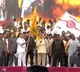 Chandrababu waves Janasena flag and Pawan Kalyan waved TDP flag