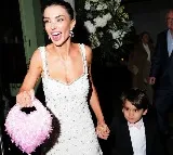 Amy Jackson holds son's hand, heart-shaped bag at engagement dinner with Ed Westwick