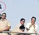 Slippers thrown at Jagans bus in guththi in Andhrapradesh