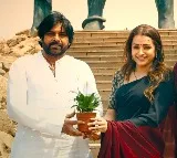 Trisha gifts a plant to Pawan Kalyan