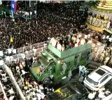 Chandrababu delivers speech from Varahi vehicle