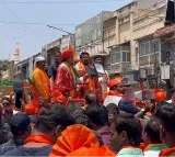 Union Minister Anurag Thakur holds roadshow in Owaisi's home turf