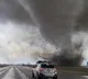 powerful tornado sweeps across us highway in nebraska