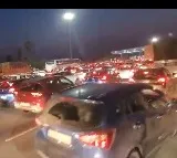 Heavy traffic jam at Panthangi toll gate