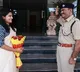 SP Rank officer Venkateswarlu salutes his trainee IAS daughter Uma Harathi at Telangana Police Academy