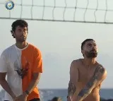 Team India playing beach volleyball in Barbados