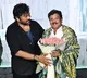 Chiranjeevi welcomes AP Cinematography minister Kandula Durgesh on Vishwambhara sets