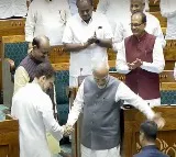 PM Modi and Rahul Gandhi shake hands to welcome Om Birla as new Lok Sabha Speaker