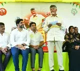 Funny conversation between CM Chandrababu and Minister Lokesh in public meeting in Mangalagiri constituency
