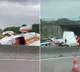 Several killed as plane crashes on highway after hitting electric power cable