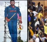 100 ft Cut Out For MS Dhoni On Her 43rd Birthday Telugu Fans Pour In Love
